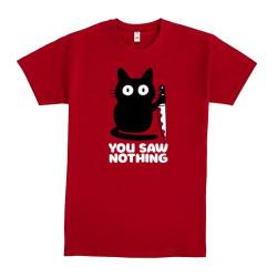 Pampling T-Shirt mit kurzen Ärmeln, aus 100% Baumwolle, Unisex Bekleidung mit originellen Motiven in 5 Größen, T-Shirt Rot, Modell You Saw Nothing (XXL) von Pampling