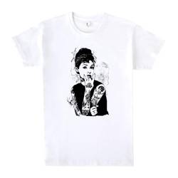 Pampling T-Shirt mit kurzen Ärmeln, aus 100% Baumwolle, Unisex Bekleidung mit originellen Motiven in 5 Größen, T-Shirt Weiß, Modell Audrey (XXL) von Pampling