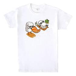 Pampling T-Shirt mit kurzen Ärmeln, aus 100% Baumwolle, Unisex Bekleidung mit originellen Motiven in 5 Größen, T-Shirt Weiß, Modell Summer Sushi (M) von Pampling