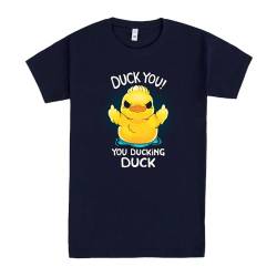 Pampling T-Shirt mit kurzen Ärmeln aus 100% Baumwolle, Unisex Bekleidung mit originellen Mustern in 5 Größen, T-Shirt Blau, Modell Duck You (L) von Pampling