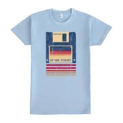 Pampling T-Shirt mit kurzen Ärmeln aus 100% Baumwolle, Unisex Bekleidung mit originellen Mustern in 5 Größen, T-Shirt Blau, Modell Nostalgic Floppy Disk (M) von Pampling