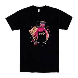 Pampling T-Shirt mit kurzen Ärmeln aus 100% Baumwolle, Unisex Bekleidung mit originellen Mustern in 5 Größen, T-Shirt Schwarz, Modell Bottled Menace (L) von Pampling