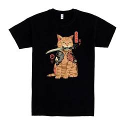 Pampling T-Shirt mit kurzen Ärmeln aus 100% Baumwolle, Unisex Bekleidung mit originellen Mustern in 5 Größen, T-Shirt Schwarz, Modell Catana (L) von Pampling