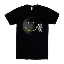 Pampling T-Shirt mit kurzen Ärmeln aus 100% Baumwolle, Unisex Bekleidung mit originellen Mustern in 5 Größen, T-Shirt Schwarz, Modell Make a Smile (M) von Pampling