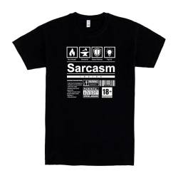 Pampling T-Shirt mit kurzen Ärmeln aus 100% Baumwolle, Unisex Bekleidung mit originellen Mustern in 5 Größen, T-Shirt Schwarz, Modell Sarcasm Label (L) von Pampling