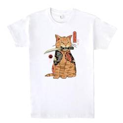 Pampling T-Shirt mit kurzen Ärmeln aus 100% Baumwolle, Unisex Bekleidung mit originellen Mustern in 5 Größen, T-Shirt Weiß, Modell Catana (M) von Pampling