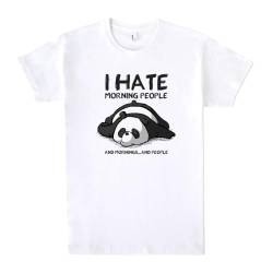 Pampling T-Shirt mit kurzen Ärmeln aus 100% Baumwolle, Unisex Bekleidung mit originellen Mustern in 5 Größen, T-Shirt Weiß, Modell I Hate Morning People (as3, Alpha, m, Regular, Regular) von Pampling