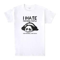 Pampling T-Shirt mit kurzen Ärmeln aus 100% Baumwolle, Unisex Bekleidung mit originellen Mustern in 5 Größen, T-Shirt Weiß, Modell I Hate Morning People (as3, Alpha, s, Regular, Regular) von Pampling