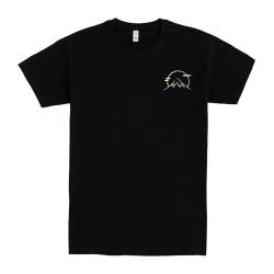 Pampling T-Shirt mit kurzen Ärmeln aus 100% Baumwolle Doppeldruck, Unisex Bekleidung mit originellen Mustern in 5 Größen, T-Shirt Schwarz, Modell Coffee Cat in Mt Fuji (M) von Pampling