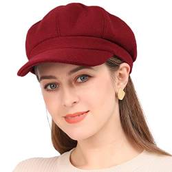 PanPacSight Damen Newsboy Hüte Herbst Wolle Cabbie Barett Tweed Mädchen Paperboy Cap, 2-rot, Einheitsgröße von PanPacSight