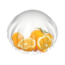 Duschhaube mit Aufschrift „Fresh Oranges“, doppelschichtig, wasserdicht, elastisch, wiederverwendbare Bade-Haarkappe von PanaRL