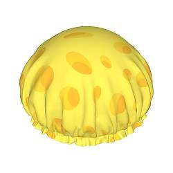 Duschhaube mit gelbem Käsemuster, Nachtmütze, doppellagig, wasserdicht, elastisch, Badekappe, wiederverwendbar, Bade-Haarkappe von PanaRL
