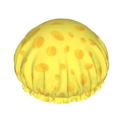 Duschhaube mit gelbem Käsemuster, Nachtmütze, doppellagig, wasserdicht, elastisch, Badekappe, wiederverwendbar, Bade-Haarkappe von PanaRL