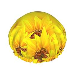 Gelbe Sonnenblumen-Duschhaube, Schlafmütze, doppellagig, wasserdicht, elastisch, Badekappe, wiederverwendbar, Bade-Haarkappe von PanaRL