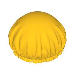 Gelbe Volltonfarbe Duschhaube, Nachtmütze, doppellagig, wasserdicht, elastisch, Badekappe, wiederverwendbar, Bade-Haarkappe von PanaRL