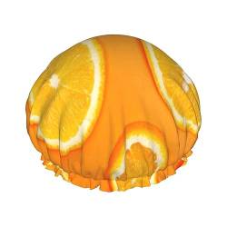 Orange Duschhaube, Nachtmütze, doppellagig, wasserdicht, elastisch, Badekappe, wiederverwendbar, Bade-Haarkappe von PanaRL