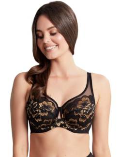 Panache Damen Sabrina High Apex Balconnet Balconette-BH, Schwarz/Vintage Gold, 75DD von Panache