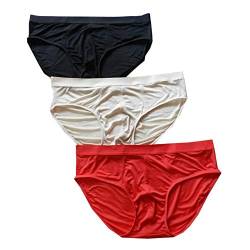 Panasilk 3 Stück Herren Seide Strick Unterwäsche Bikini Slips Low Rise Unterwäsche, mehrfarbig, L von Panasilk