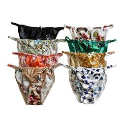 Panasilk 8 Paar Floral 100% Seide Damen String Bikini Panty Größe S M L XL 2XL Gr. 36, mehrfarbig von Panasilk
