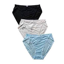 Panasilk Damen-Bikini-Slip aus reiner Seide, gestrickt, 3 Stück Gr. 38, Schwarz/Pink/Himmelblau. von Panasilk