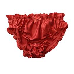 Panasilk Damen Bikini-Slip aus reiner Seide mit Volant, rot, 38 von Panasilk