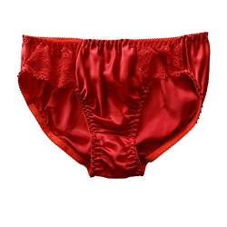 Panasilk Damen-Slip, 100 % reine Maulbeerseide, weiche Spitze, Unterwäsche, rot, 38 von Panasilk