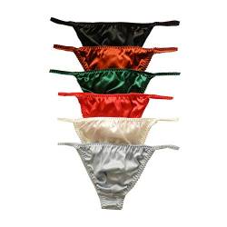 Yavorrs 6 Stück Herren Seidenhöschen G-Strings Tangas Größe S M L XL 2XL, mehrfarbig, XXL von Panasilk