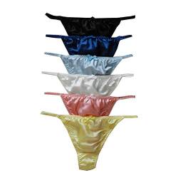 Yavorrs 6pcs Damen Seide Panties G-Strings Tangas Tangas Größe S M L XL 2XL, mehrfarbig, 36 von Panasilk