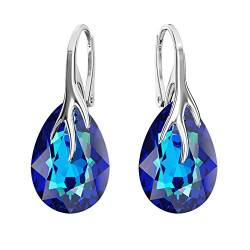 Ohrringe Silber 925 Hängend - Ohrringe Hängend mit Kristallen - Wählen Sie Schmuck für Sie - Wetten Sie Auf Silber Ohrringe Damen in Form eines Tropfes (Bermuda Blue) von Panda-Jewellery