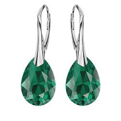 Ohrringe Silber 925 Hängend - Ohrringe Hängend mit Kristallen - Wählen Sie Schmuck für Sie - Wetten Sie Auf Silber Ohrringe Damen in Form eines Tropfes (Emerald) von Panda-Jewellery