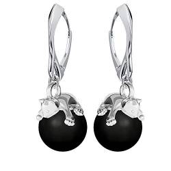 Ohrringe Silber 925 Hängend - Ohrringe Hängend mit Perlen und Katze - Wählen Sie elegante Schmuck für Sie - Wetten Sie Auf Silber Ohrringe Damen von Panda-Jewellery