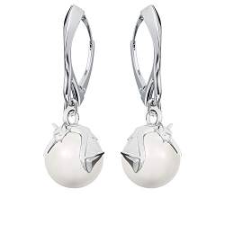 Ohrringe Silber 925 Hängend - mit Anhänger von Perlen - Wählen Sie Ohrringe Hängend - elegante und moderne Schmuck für Sie - Wetten Sie Auf Silber Ohrringe Damen - Fledermaus (White) von Panda-Jewellery