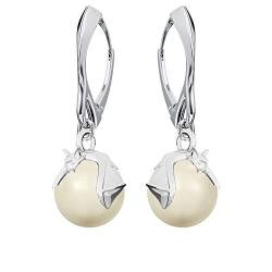 Panda-Jewellery Sterling Silber 925 Ohrringe für Damen Schlenker mit Perlen Fledermaus Silberschmuck für Sie Tropfen Schlenker Ohrringe für Mädchen Geschenk für Mutter in einer Schmuckschatulle Ohrhän von Panda-Jewellery