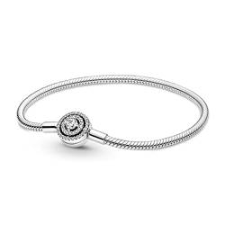 PANDORA Armband Timeless "Schlangenarmband" silber, Zirkonia 590038C01 Pandora Moments Strahlenkranz Schlangen-Gliederarmband in Sterling-Silber mit Zirkonia, Gr. 16, 590038C01-20 von Pandora