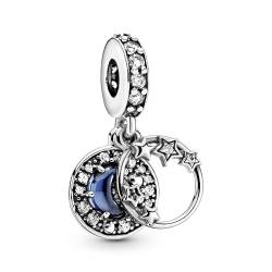 PANDORA Charm Anhänger "Mond und Sterne" silber/blau, Zirkonia 799216C01 von Pandora