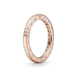 PANDORA Ring Rosé "Logo & Herzen" rosévergoldet, Zirkonia 189482C01 52 von Pandora