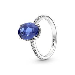 PANDORA Ring Timeless "funkelnder Stein" silber, blauer Kristall, Zirkonia 190056C01 50 von Pandora