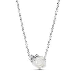 Pandora 393206C01-45 Damen-Halskette Silber Weiße Blühende Rose von Pandora