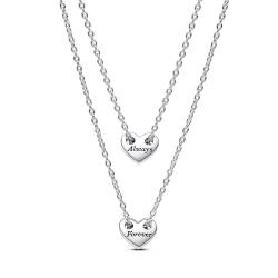 Pandora 393207C00-45 2 Damen-Halsketten Für Immer & Ewig Teilbares Herz von Pandora