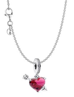 Pandora 68101 Damen-Halskette Silber Rotes Herz mit Pfeil Set von Pandora
