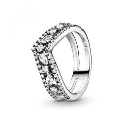 Pandora Wish Marquise-Schliff funkelnder doppelter Wishbone-Ring aus Sterling Silber/Ringgröße: 52 von Pandora
