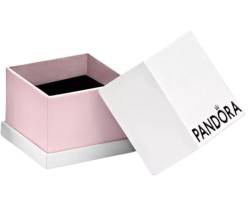 Pandora kleine, eckige Damen Ringbox in der Farbe weiß und rosa mit Pandora-Logo - ideal für Ringe und Charms - Größe: 4x4x4cm - inkl. Kissen von Pandora