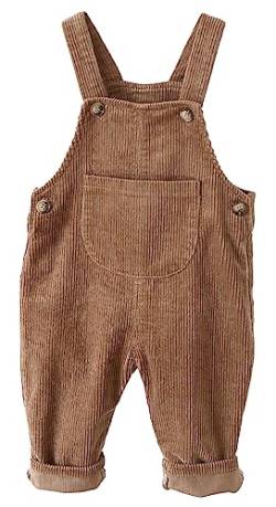 Baby Boys Cord-Overall Kids Plain Loose Unisex Baby Baumwolle Latzhose Loose Snip Suspender Trousers with Pocket Bib Pants Jumper Romper Outfit Newborn Overalls Brown 12-18 Months von Panegy