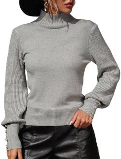 Damen Damen Baggy Plain Pullover Langarm gestrickt Chunky Top Jumpers Soft Fuzzy Knitted Knitwear Oversized Tunika Pullover Grau von Panegy