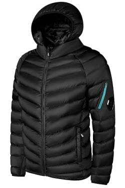 Herrenjacke mit Kapuze Leichtgewichtige Wasserdichte Puffermäntel Packbare Isolierte Winterjacke Gesteppte Kleidung Thermisch Warm Casual Outdoor Wear Schwarz von Panegy