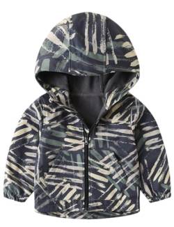 Jungen Mädchen Winddichte Jacken Kinder Leichter Fleece gefütterter Regenmantel mit Kapuze Bedruckte Leichte Langarm Windjacke Wasserdicht Zip Up Hoodie Kleidung Rainforest Camouflage von Panegy