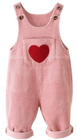 Kleinkind Baby Jungen Mädchen Solid Overalls Romper Jumpsuit Suspender Bib Pants One Piece Outfit Hose Cute Sleeveless Clothes Pink-Love Stickerei 9-12 Monate von Panegy