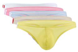 Panegy 5er Pack Männer Tanga Unterwäschen T-Back Thong Dessous Ultra Dünn Eisseide Strings Tangas von Panegy