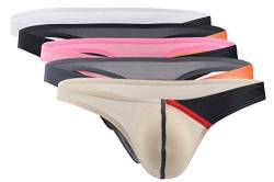 Panegy 5er Pack Männer Tanga Unterwäschen T-Back Thong Dessous Ultra Dünn Eisseide Strings Tangas von Panegy