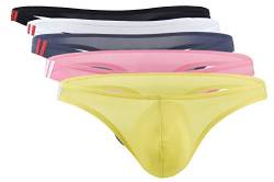 Panegy 5er Pack String Dessous Männer Tanga Bikinislips Unterwäsche Ultra Dünn Eisseide Unterhose Slips von Panegy